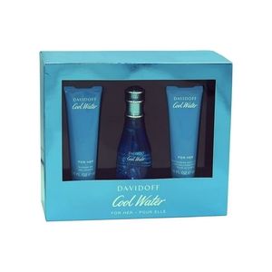 Davidoff Cool Water For Her 3 pc. Set Shower Gel, Body Lotion 1.6 oz. EDT Spray